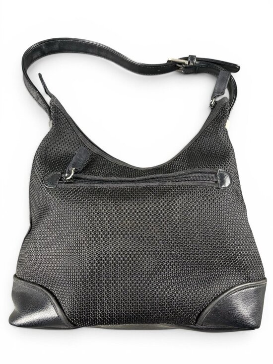 The Sak Handbags - The Sak Black Woven Hobo Shoulder Bag Red Lining Zip Pocket Purse